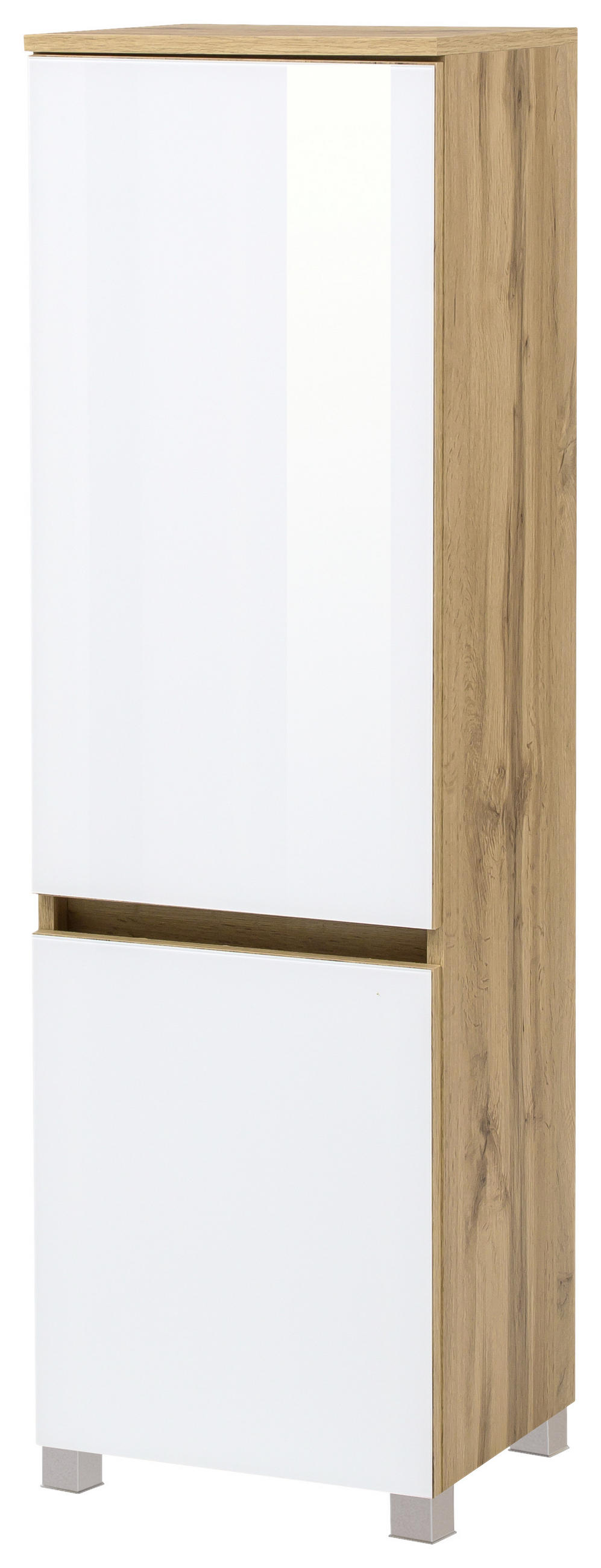 MIDISCHRANK 40/130/35 cm  - Weiss/Eichefarben, Konventionell, Glas/Holzwerkstoff (40/130/35cm) - Held