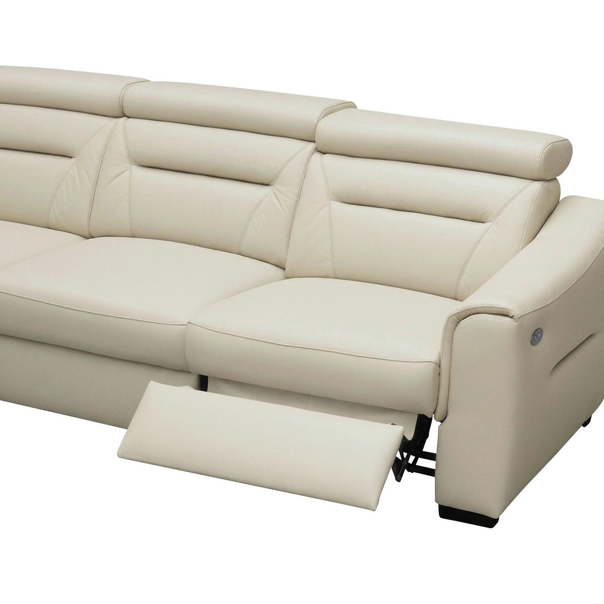 ECKSOFA Creme Echtleder Lederlook Schlaffunktion, Rücken echt, Relaxfunktion, Kopfteilverstellung  - Wengefarben/Creme, Design, Leder/Holz (260/260cm) - Celina Home