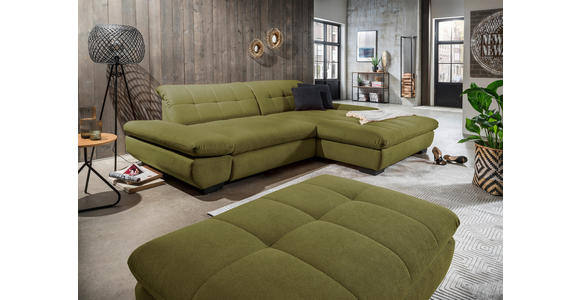 ECKSOFA in Mikrofaser Grün  - Schwarz/Grün, Design, Textil/Metall (290/198cm) - Xora