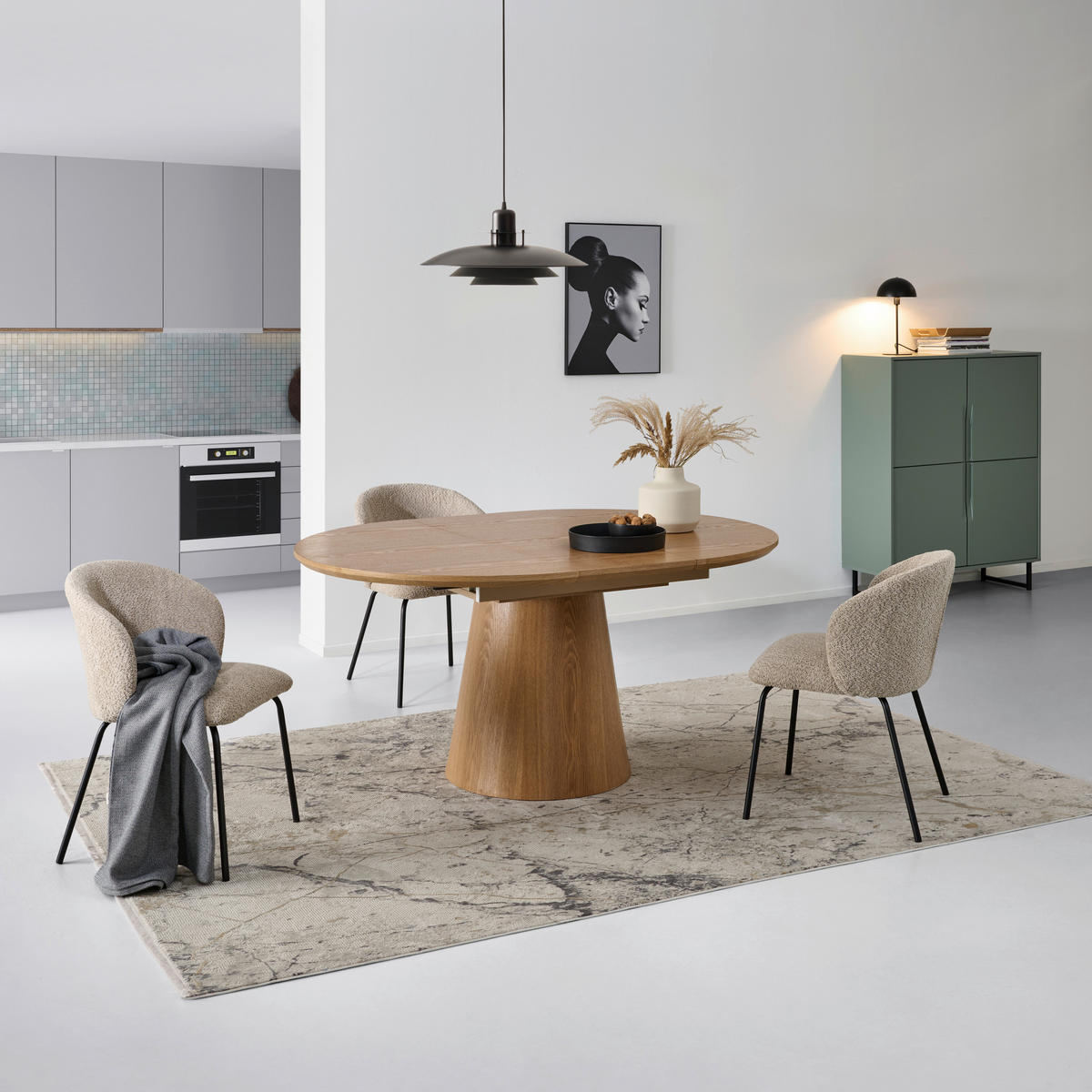 JEDÁLENSKÝ STÔL, farba duba, 120-160/120/76 cm - farba duba, Konventionell, drevo/kompozitné drevo (120-160/120/76cm) - MID.YOU