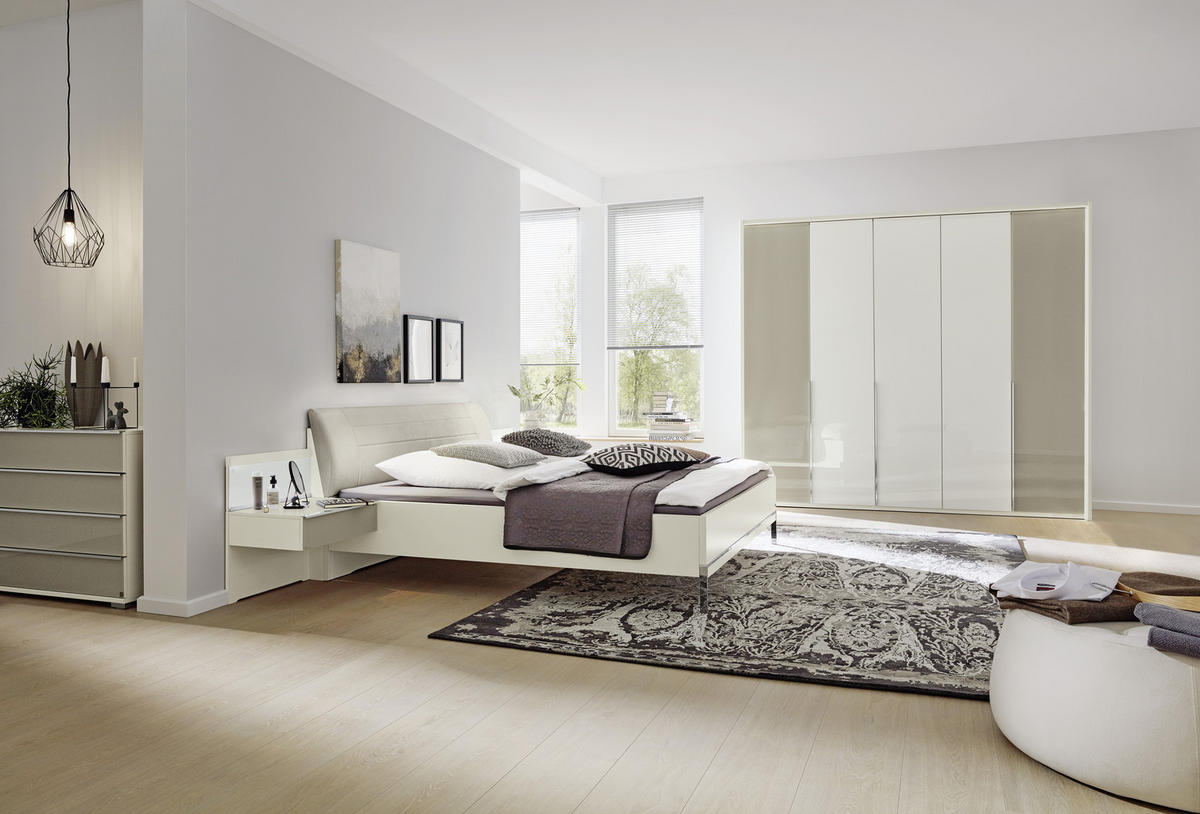 SCHLAFZIMMER Grau, Weiß  - Weiß/Grau, Design, Glas/Holzwerkstoff (180/200cm) - Musterring