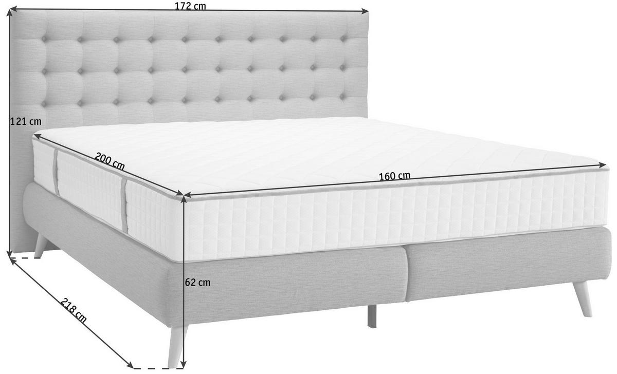 BOXSPRINGBETT 160/200 cm  in Beige  - Beige, Design, Holz/Textil (160/200cm) - Welnova