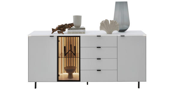 SIDEBOARD Weiß 186/82,8/46 cm - Schwarz/Weiß, Design, Glas/Holzwerkstoff (186/82,8/46cm) - Dieter Knoll