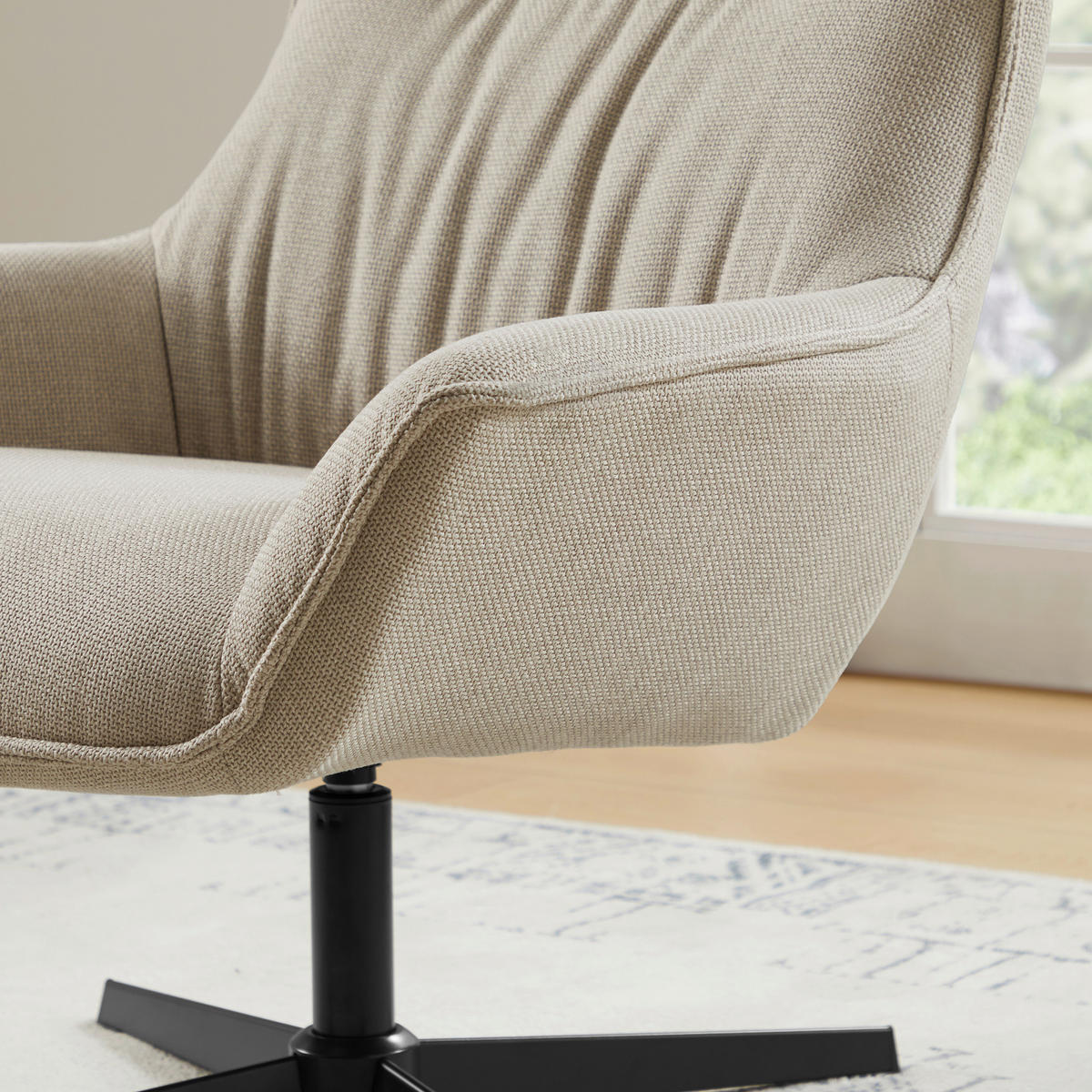 SESSEL in Struktur Beige  - Beige/Schwarz, MODERN, Textil/Metall (85/103/83cm) - Livetastic