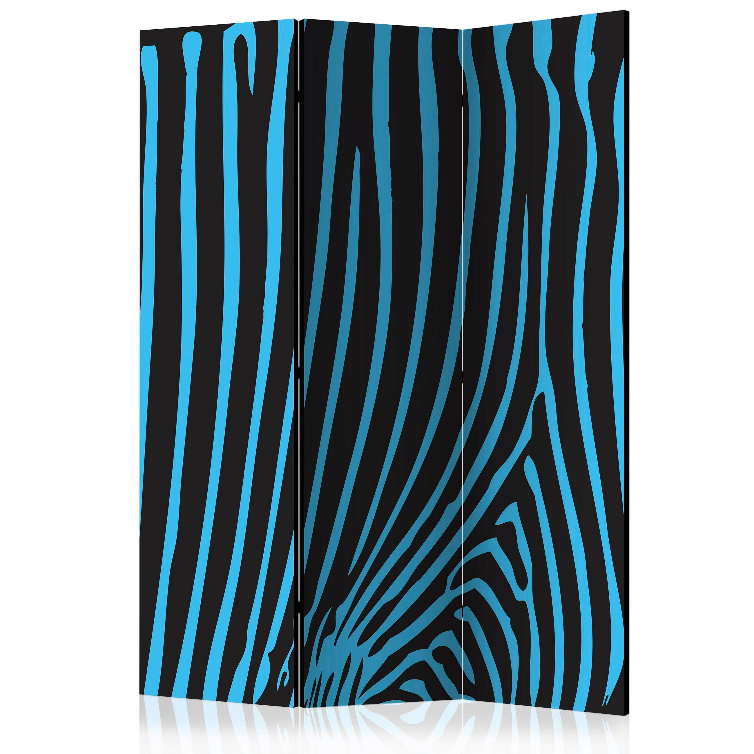 Paravent doppeltseitig mit 3  Flügel - Blau/Schwarz, Basics, Holz/Textil (135/172/3cm) - artgeist