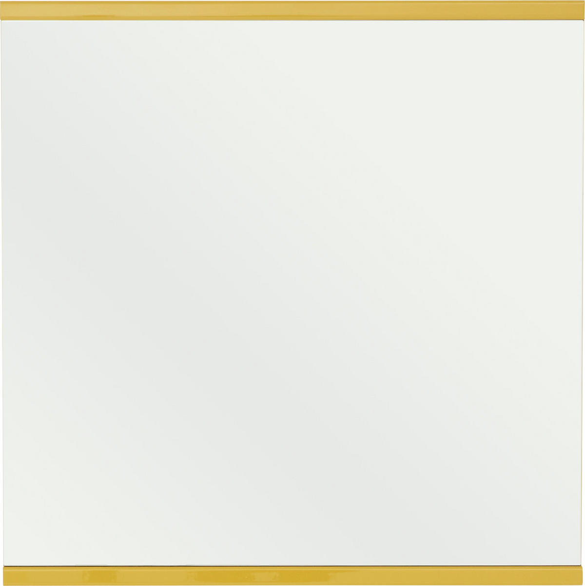 NÁSTĚNNÉ ZRCADLO, 75/75,6/4,6 cm,  - žlutá, Design, kompozitní dřevo/sklo (75/75,6/4,6cm) - Invivus
