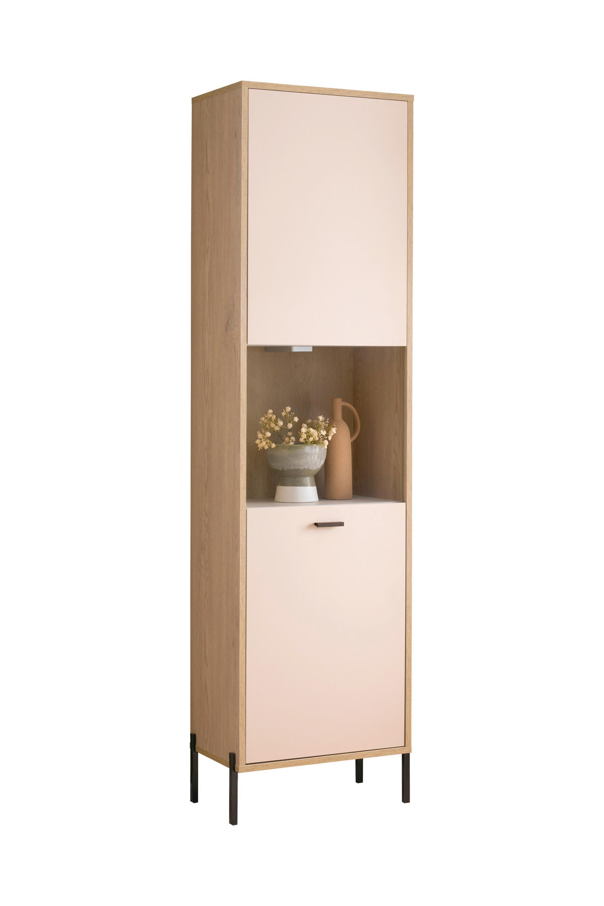 VITRINE  in Eichefarben, Kaschmir - Kaschmir/Eichefarben, Design, Holzwerkstoff/Metall (55/206/35cm) - MID.YOU