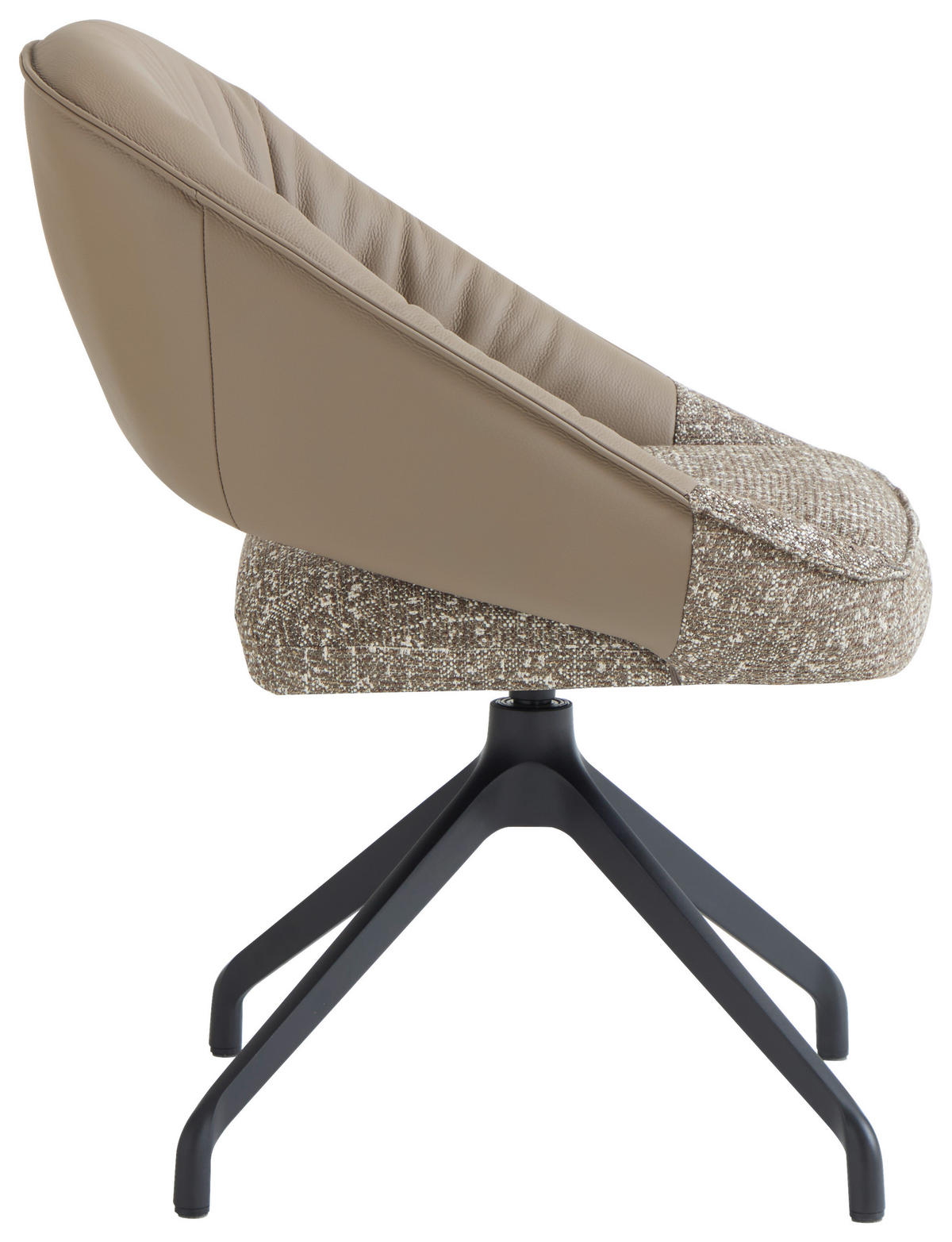 ARMLEHNSTUHL  Sitzfläche 360° drehbar, automatische Rückholfunktion Webstoff Echtleder  - Beige/Schwarz, Design, Leder/Textil (61/81/66cm) - Dieter Knoll