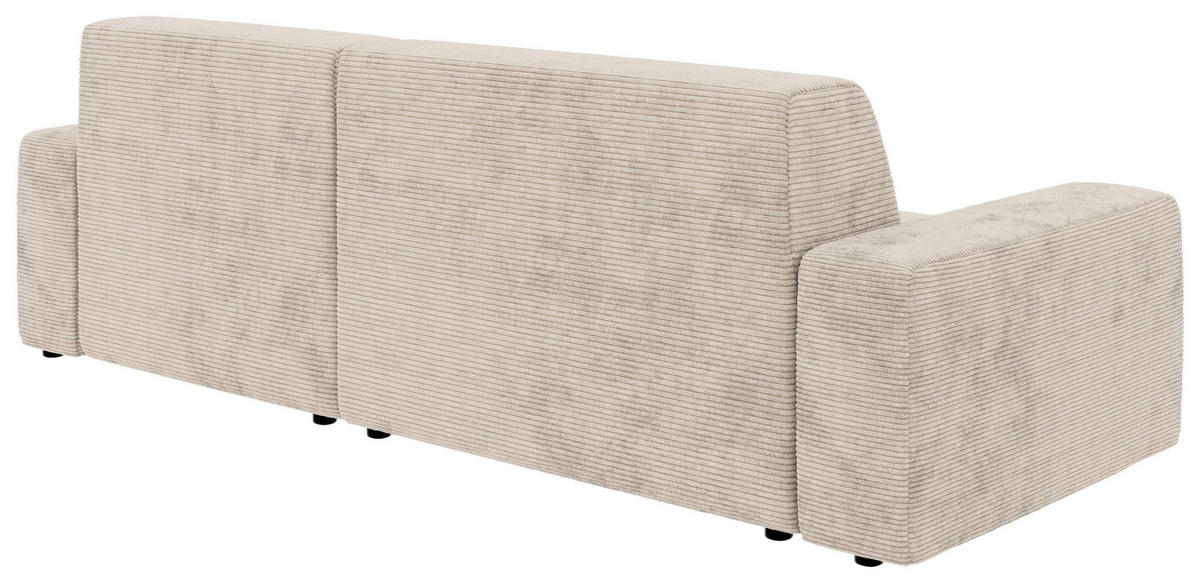 ECKSOFA in Cord Creme  - Creme/Schwarz, Modern, Kunststoff/Textil (246/162cm) - Trendmanufaktur