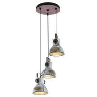 HÄNGELEUCHTE BARNSTAPLE 27/150 cm   - Zinkfarben/Schwarz, Design, Holz/Metall (27/150cm) - Eglo