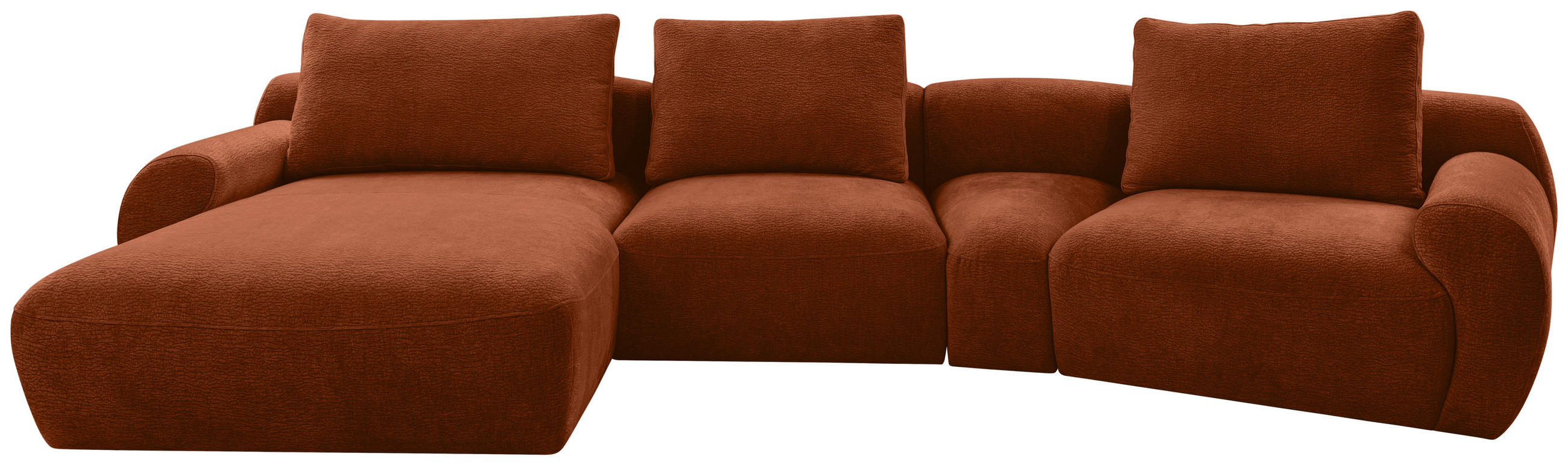 ECKSOFA Rostfarben Chenille  - Rostfarben/Schwarz, KONVENTIONELL, Kunststoff/Textil (176/362cm) - Carryhome