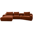 ECKSOFA  in Chenille Rostfarben Rückenkissen, Rücken echt  176/362 cm  - Rostfarben/Schwarz, KONVENTIONELL, Kunststoff/Textil (176/362cm) - Carryhome