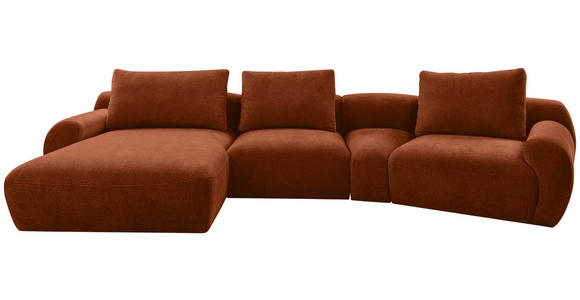 ECKSOFA  in Chenille Rostfarben Rückenkissen, Rücken echt  176/362 cm  - Rostfarben/Schwarz, KONVENTIONELL, Kunststoff/Textil (176/362cm) - Carryhome