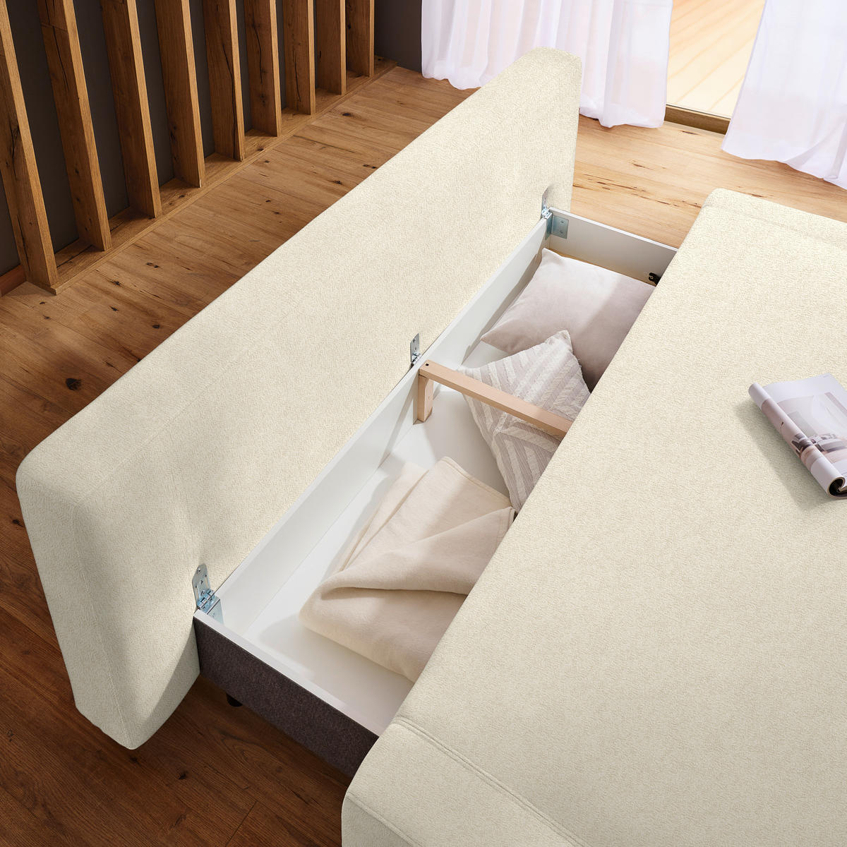 SCHLAFSOFA in Textil Creme  - Creme/Naturfarben, Design, Holz/Textil (211/88/102cm) - Niels Andersson