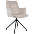 ARMLEHNSTUHL  Sitzfläche 360° drehbar, inklusive Armlehnen, automatische Rückholfunktion Cord  - Taupe/Schwarz, Design, Textil/Metall (59/89,5/63cm) - Novel