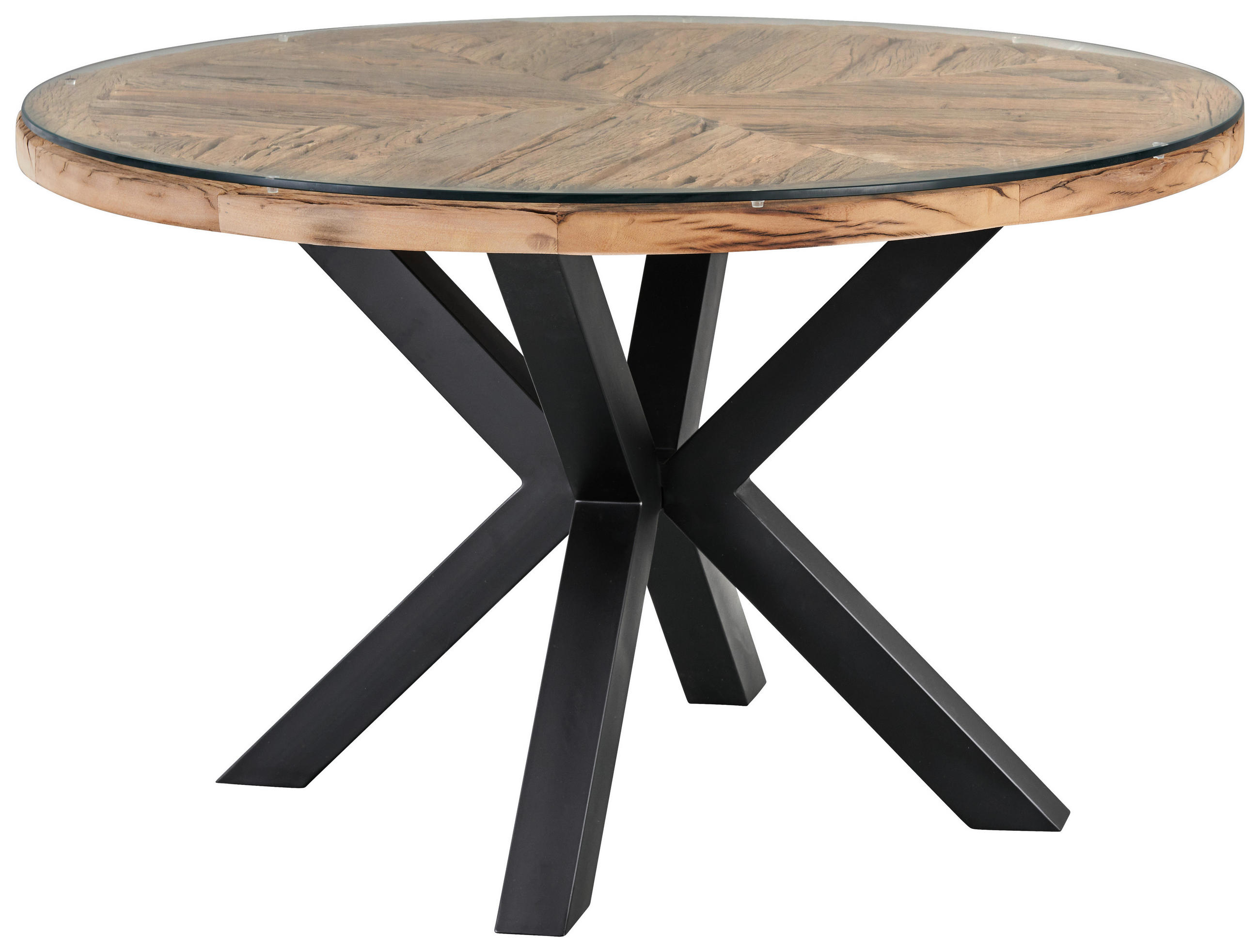 STOL ZA BLAGOVAONICU  prirodne boje, crna  drvo, metal, staklo      - prirodne boje/crna, Lifestyle, staklo/drvo (130/76/130cm) - Livetastic