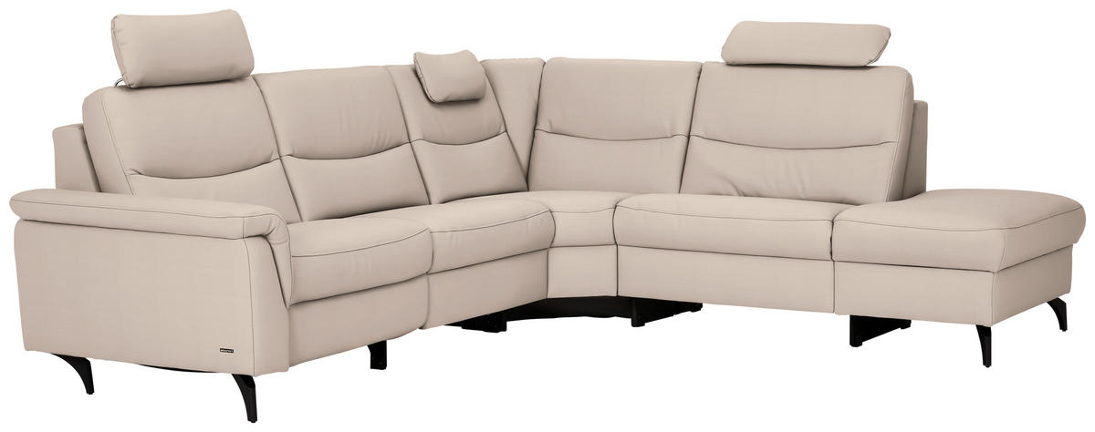 ECKSOFA in Echtleder Creme  280/249 cm  - Anthrazit/Creme, Design, Leder/Metall (280/249cm) - Himolla Komfortklass