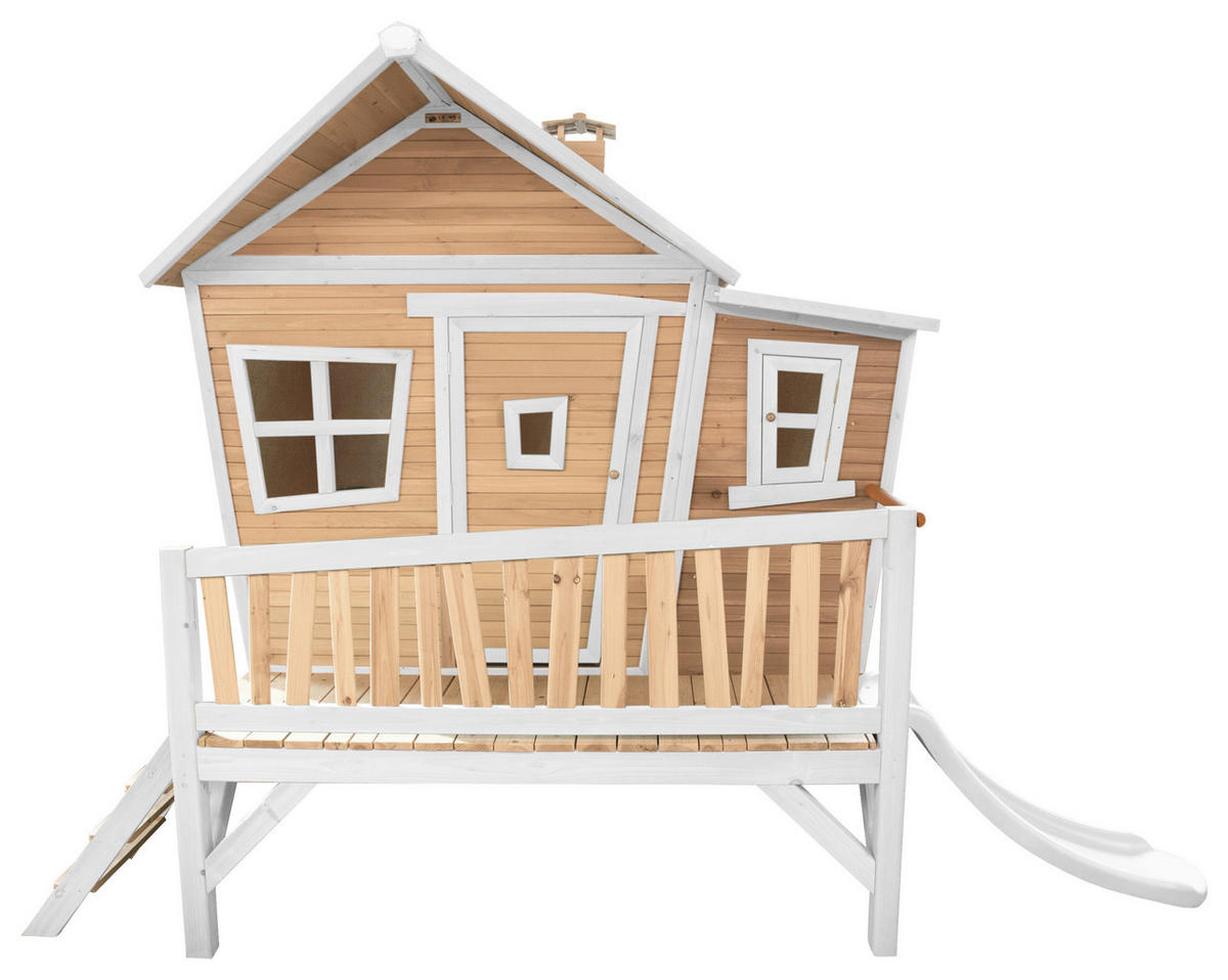SPIELHAUS 123/12,8/152 cm  - Braun/Weiß, KONVENTIONELL, Holz/Kunststoff (123/12,8/152cm) - Ambia Garden