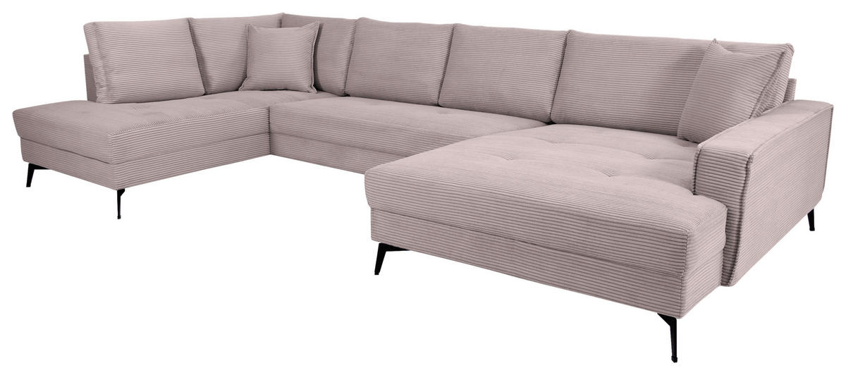 WOHNLANDSCHAFT ZERO Rosa Cord  - Schwarz/Rosa, Trend, Textil/Metall (195/362/173cm) - Livetastic