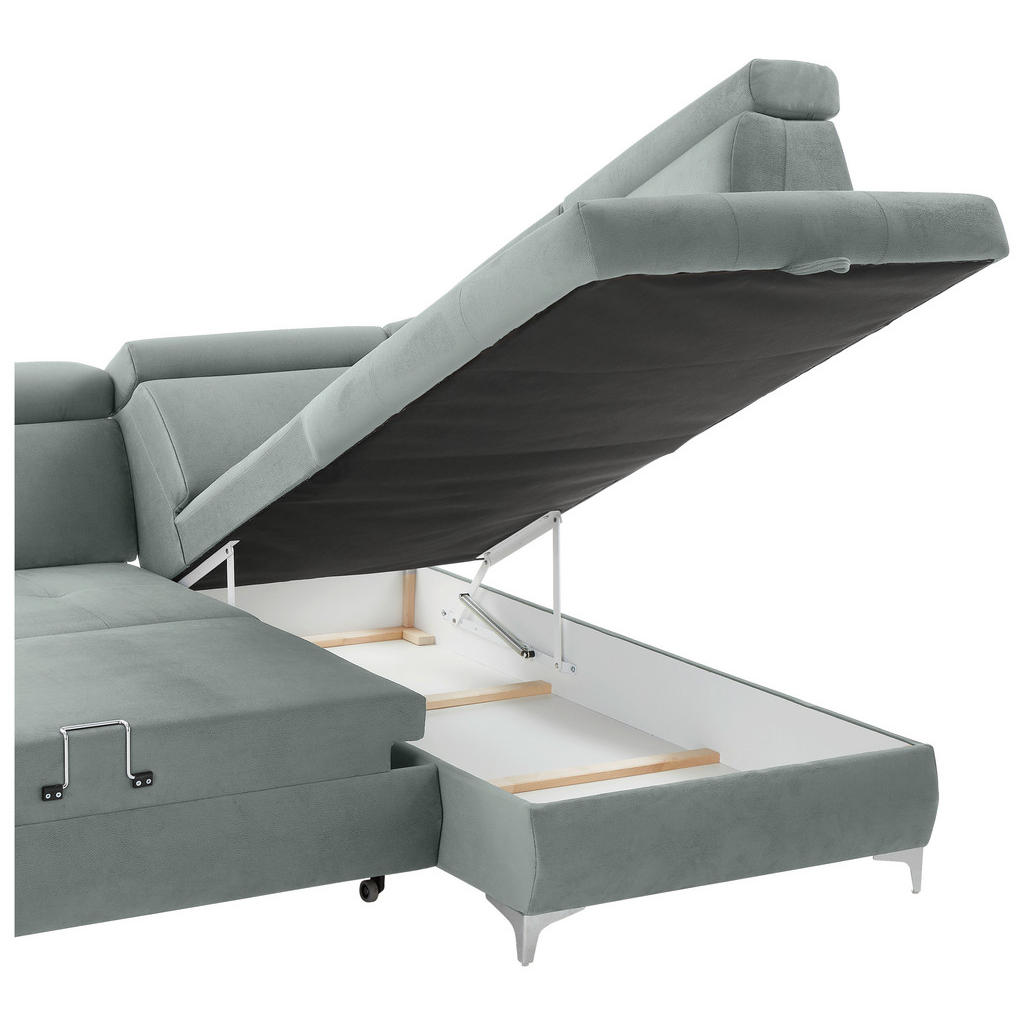 Thumbnail - Carryhome Ecksofa, Mintgrün, Textil, 5-Sitzer, Ottomane rechts, L-Form, 271x206 cm, Stoffauswahl, Liegefunktion, seitenv...