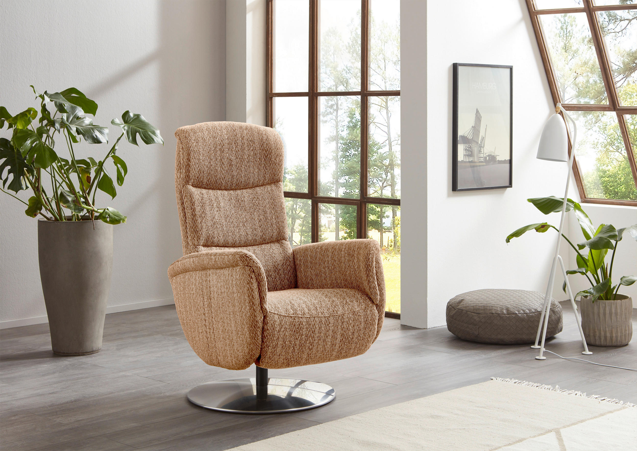 RELAXSESSEL in Textil Dunkelgelb  - Edelstahlfarben/Dunkelgelb, Design, Textil/Metall (71/112/83cm) - Dieter Knoll