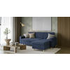 ECKSOFA NIKAS in Flachgewebe Blau  227/156 cm  - Blau/Buchefarben, Design, Holz/Textil (227/156cm) - MID.YOU