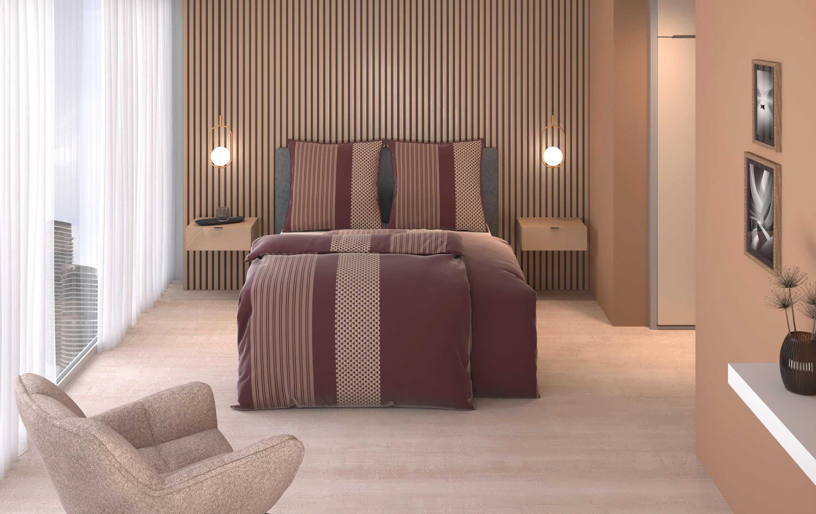 WENDEBETTWÄSCHE Satin 155/220 cm  - Kirschrot, Textil (155/220cm) - Dieter Knoll
