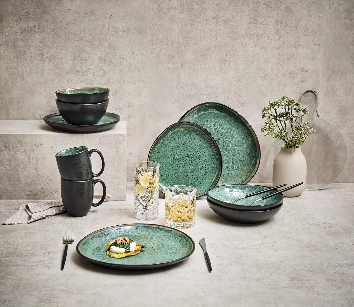 KOMBINOVANI SERVIS  SØREN GREEN   10 delova     - zelena, Trendi, keramika - Novel