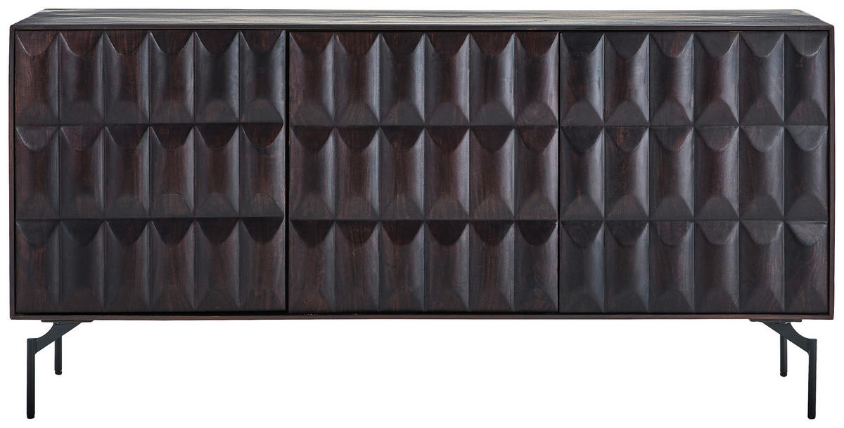 SIDEBOARD  160/76/40 cm  - Nussbaumfarben/Schwarz, KONVENTIONELL, Holz/Metall (160/76/40cm) - Livetastic