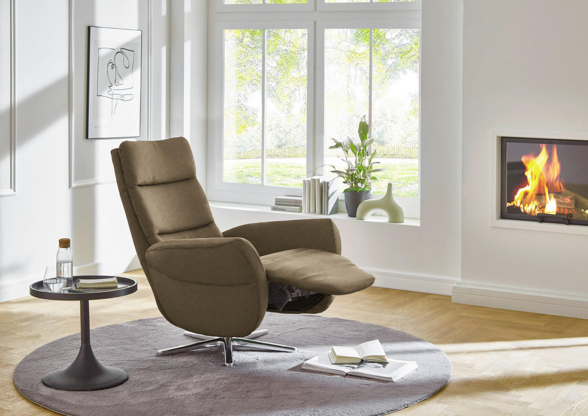 RELAXSESSEL Textil Khaki  - Chromfarben/Khaki, Design, Textil/Metall (78/113/83cm) - Beldomo Speed