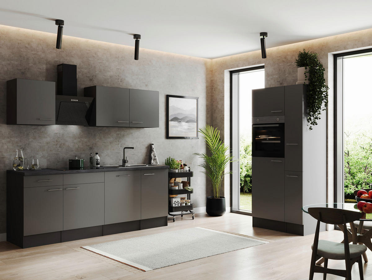 MODULKÖK 310 cm   i grå  - silver/grå, Design, metall/trämaterial (310cm) - Respekta