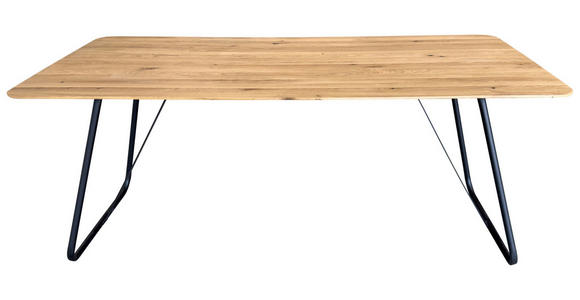 ESSTISCH Eiche massiv rechteckig Schwarz, Eichefarben  - Eichefarben/Schwarz, LIFESTYLE, Holz/Metall (180/90/75cm) - Linea Natura