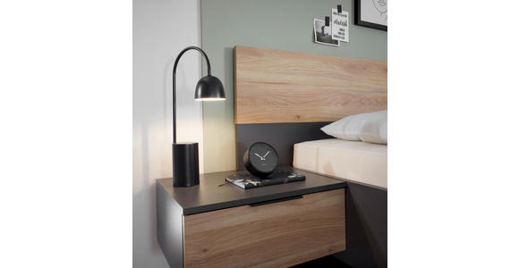 BETTANLAGE 180/200 cm  in Graphitfarben, Eichefarben  - Eichefarben/Graphitfarben, KONVENTIONELL, Holzwerkstoff (180/200cm) - Carryhome