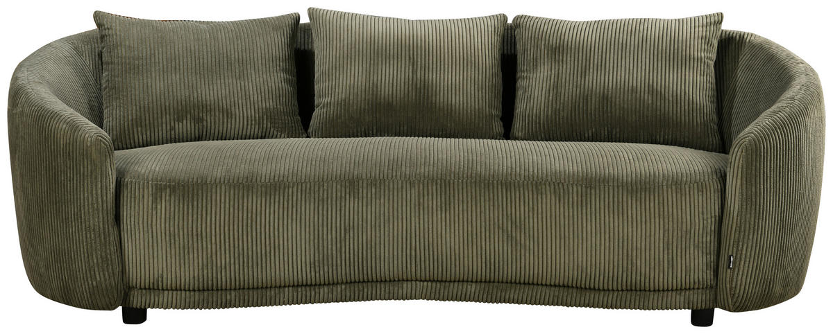3-SITZER-SOFA Struktur, Cord Olivgrün  - Schwarz/Olivgrün, Design, Kunststoff/Textil (217/72/95cm) - Carryhome