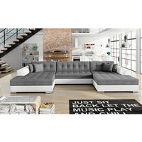 WOHNLANDSCHAFT  Flachgewebe Grau, Weiss  - Chromfarben/Weiss, Design, Kunststoff/Textil (165/359/165cm) - P & B