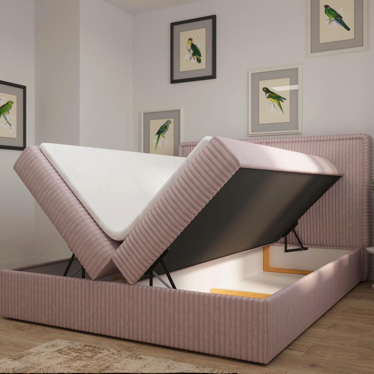 BOXBETT 140/200 cm  in Pink  - Pink/Schwarz, MODERN, Holz/Kunststoff (140/200cm) - MID.YOU
