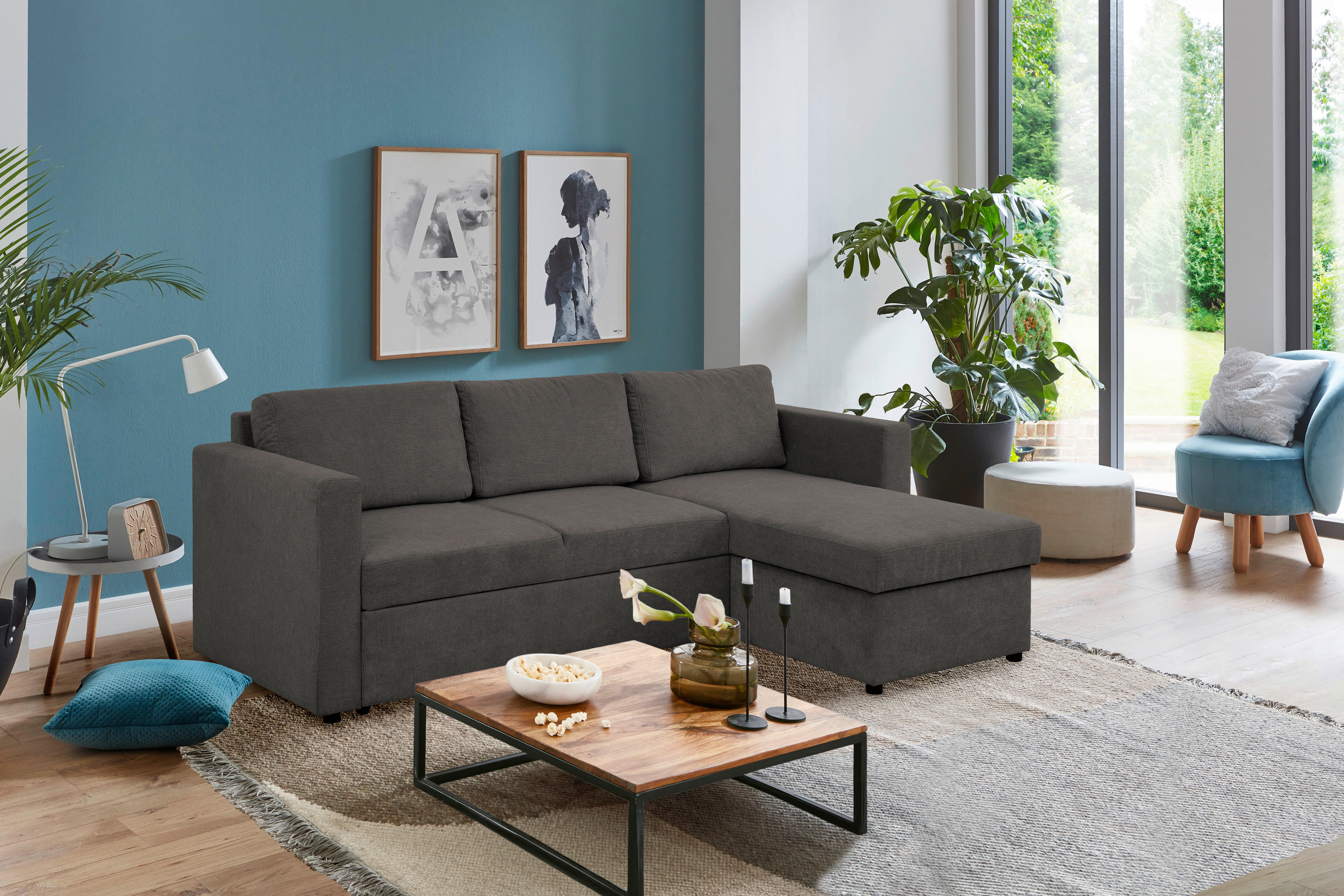 ECKSOFA in Webstoff Taupe, Dunkelbraun  - Taupe/Dunkelbraun, KONVENTIONELL, Kunststoff/Textil (230/155cm) - Carryhome