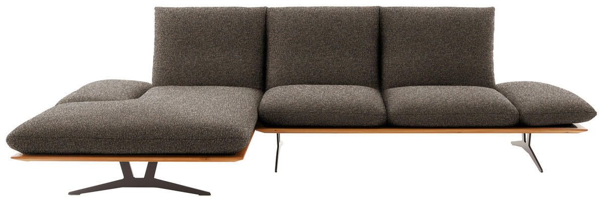 ECKSOFA in Flachgewebe Dunkelbraun  - Dunkelbraun/Schwarz, Design, Holz/Textil (159/314cm) - Dieter Knoll