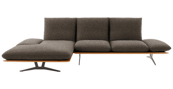 ECKSOFA in Flachgewebe Dunkelbraun  - Dunkelbraun/Schwarz, Design, Holz/Textil (159/314cm) - Dieter Knoll