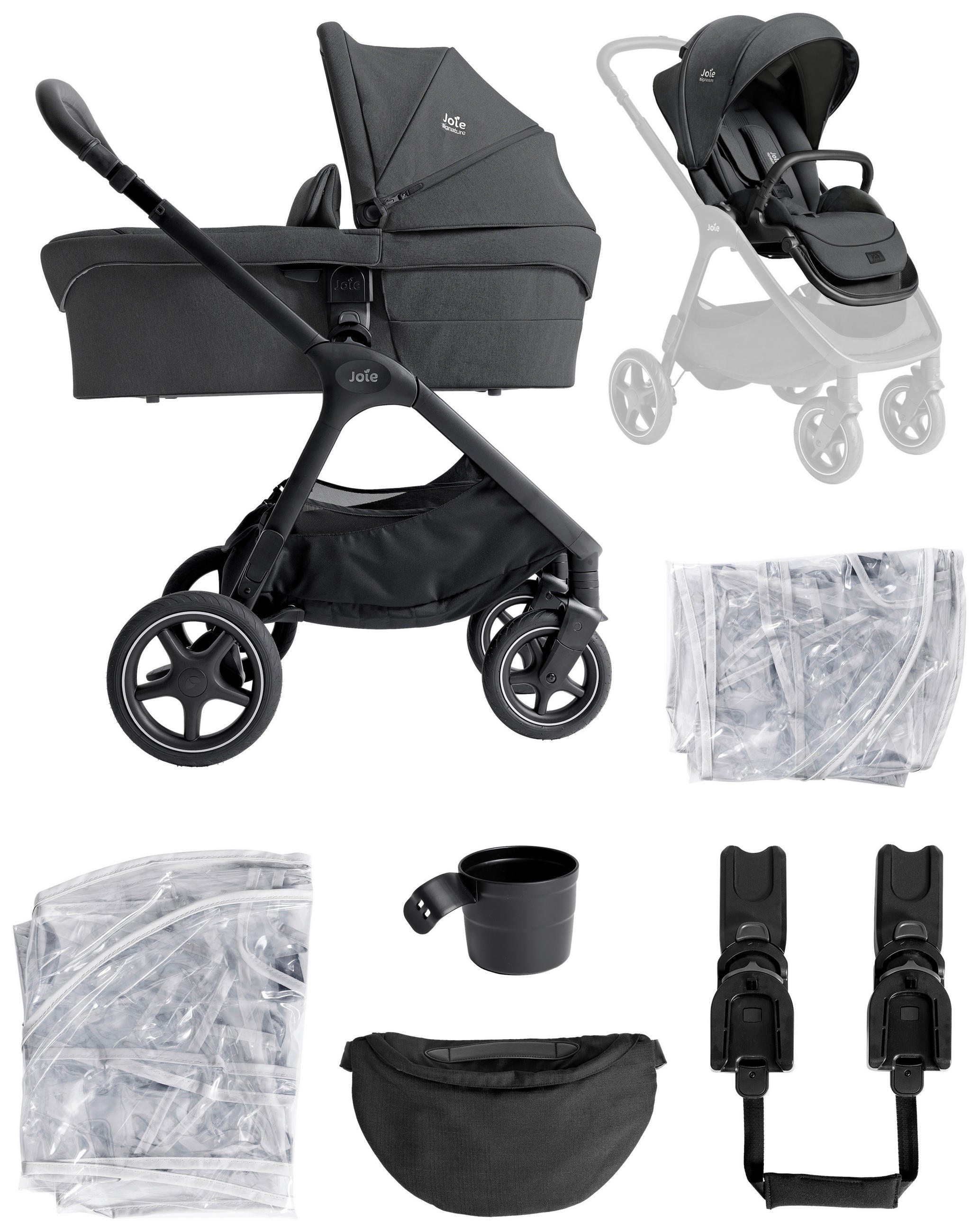 KOMBIKINDERWAGEN  Finiti 2in1  Ebony  - Dunkelgrau/Schwarz, Basics, Textil/Metall (60/109/87cm) - JOIE SIGNATURE
