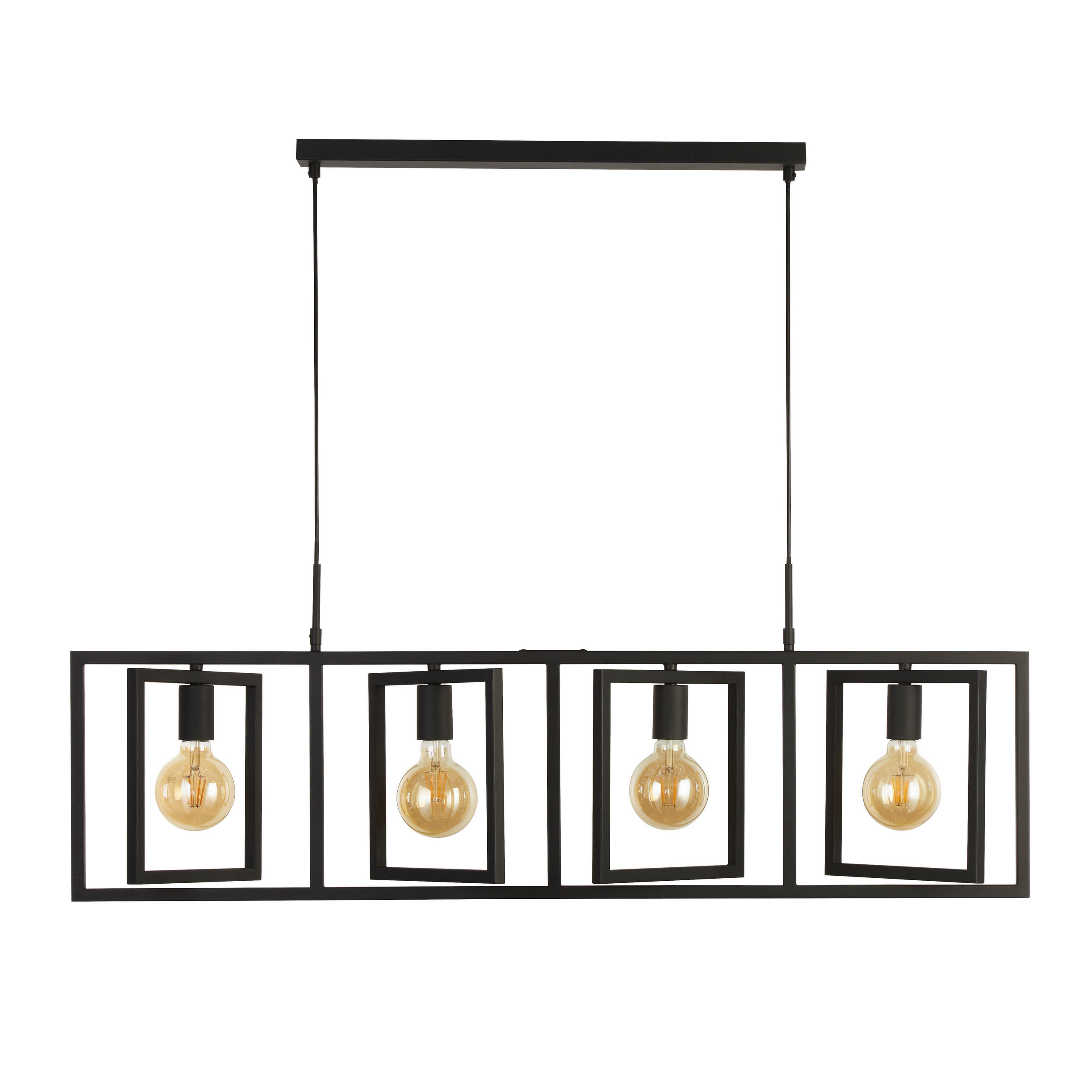HÄNGELEUCHTE Plaza 113,5/25/150 cm   - Schwarz, LIFESTYLE, Metall (113,5/25/150cm) - Searchlight