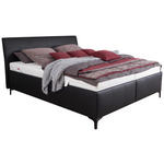 POLSTERBETT Matratze, gepolstertes Kopfteil, Lattenrost, Bettkasten Schwarz 180/200 cm  - Schwarz/Weiß, KONVENTIONELL, Leder/Holz (180/200cm) - Esposa