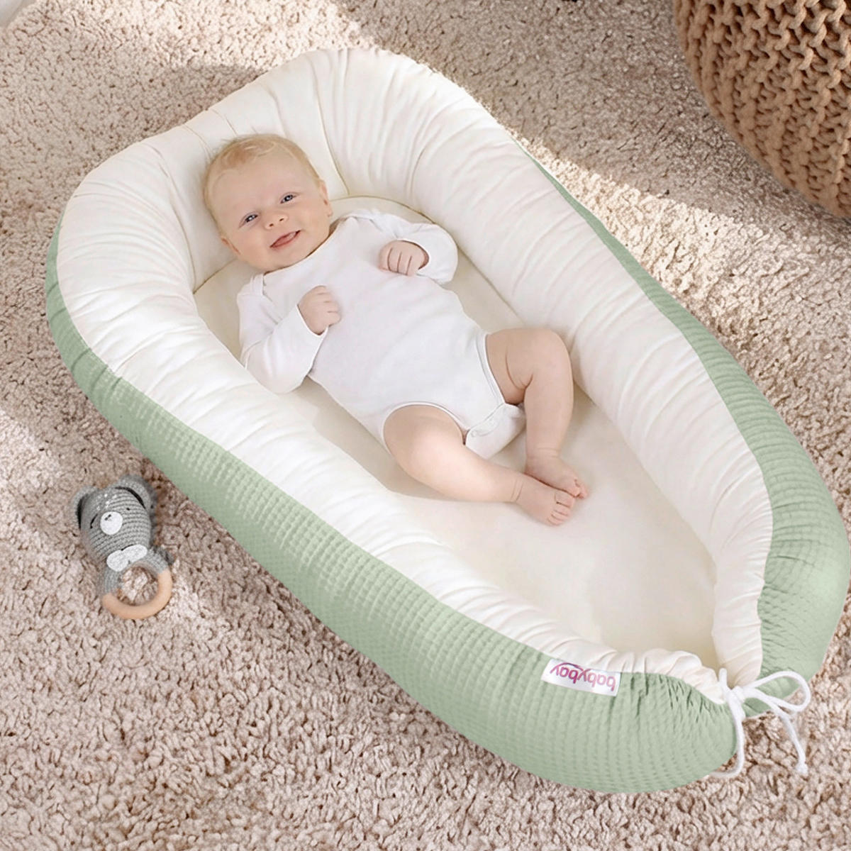 KUSCHELNEST babybay Kuschelnest Waffelpiqué  90/50/13 cm   - Jadegrün, Basics, Textil (90/50/13cm) - Babybay
