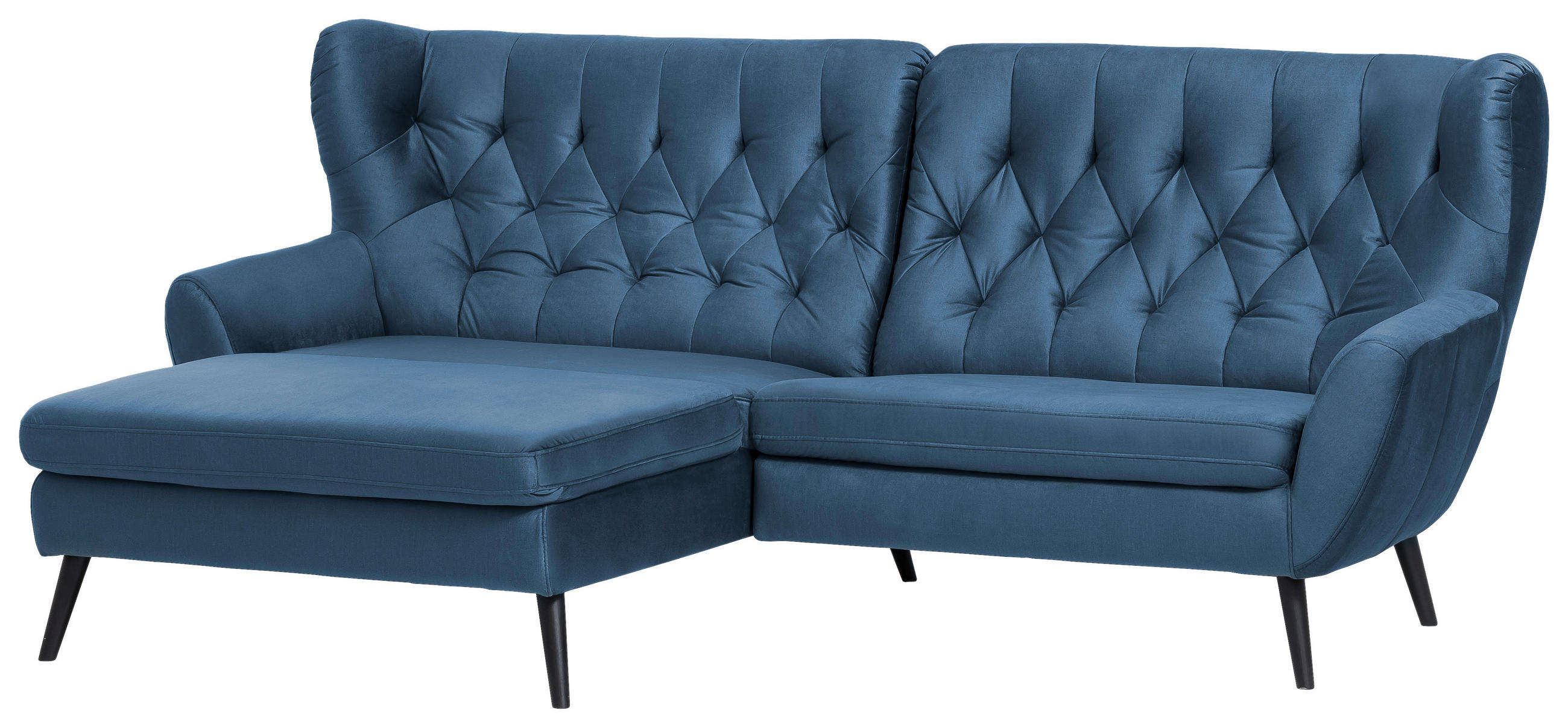 ECKSOFA in Mikrofaser Blau  - Blau/Schwarz, Design, Holz/Textil (165/237cm) - Stylife