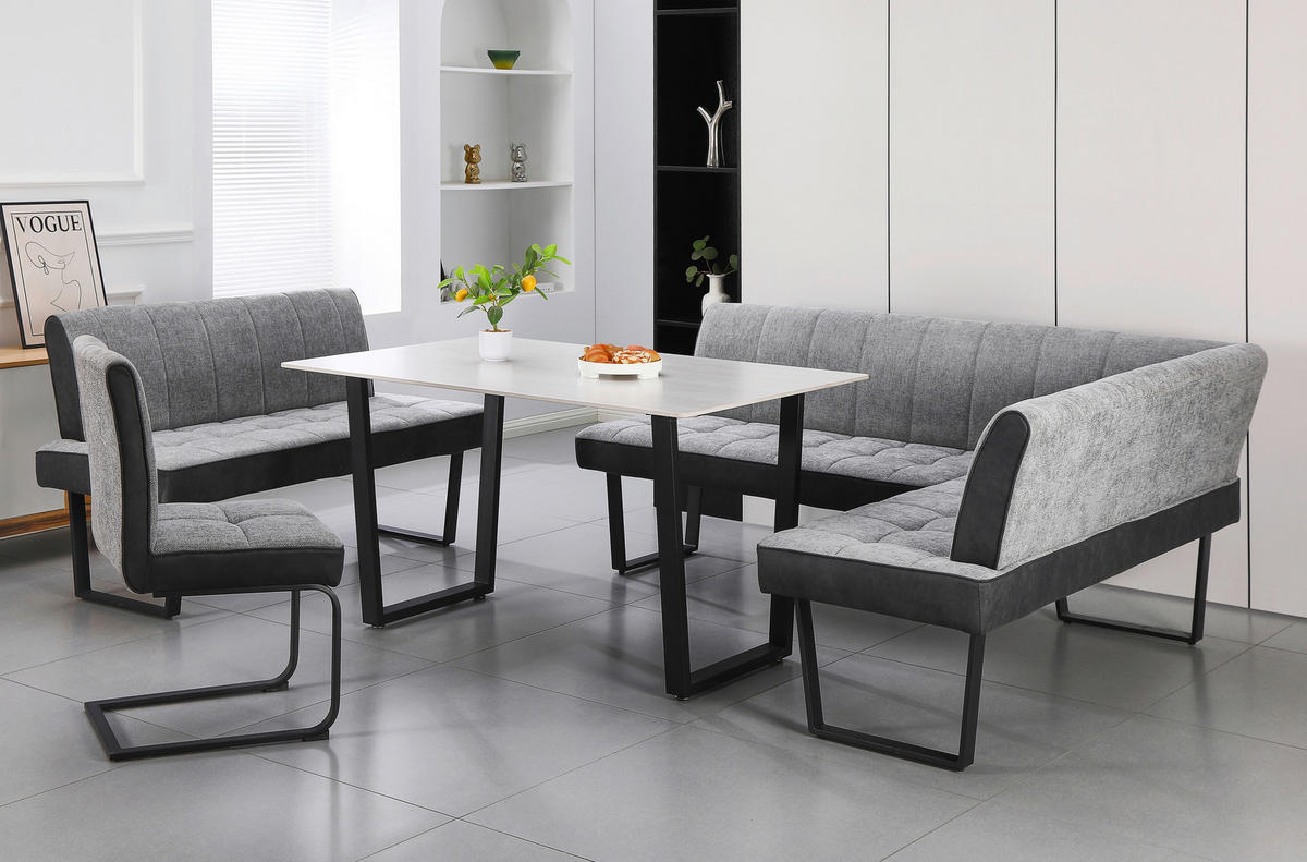 ESSTISCH in Metall, Stein   - Beige/Schwarz, KONVENTIONELL, Stein/Metall (140/76/90cm) - MID.YOU