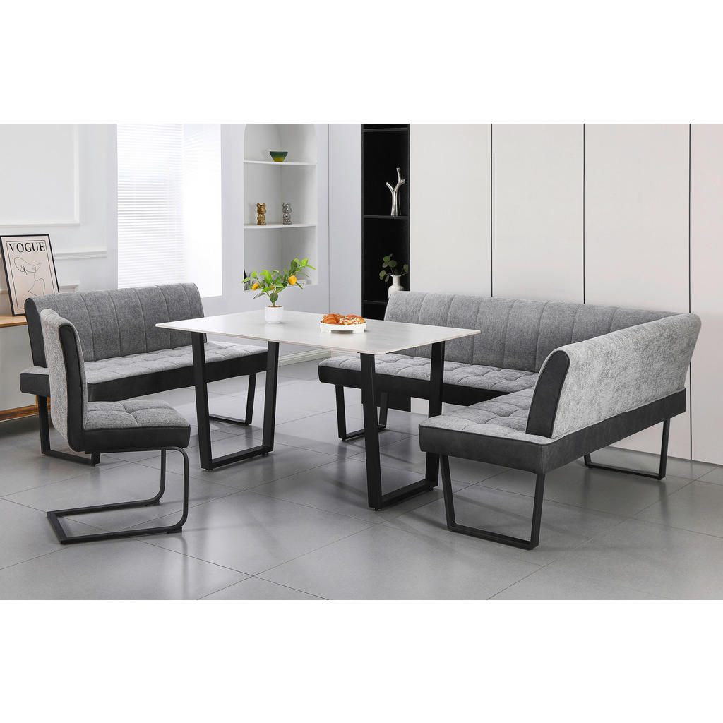 Thumbnail - Mid.you Esstisch, Schwarz, Beige, Metall, Stein, rechteckig, U-Form, 140x76x90 cm, Esszimmer, Tische, Esstische