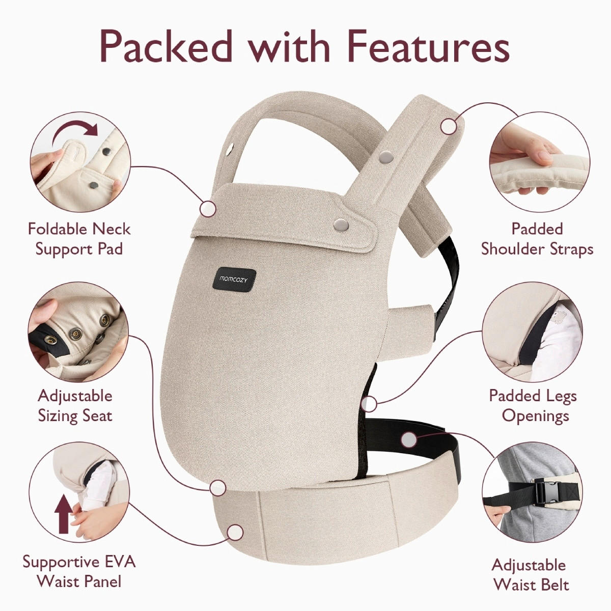 BABYTRAGE Baby Carrier Cotton  - Perlmutt, Basics, Textil (16/31/14,5cm) - Momcozy