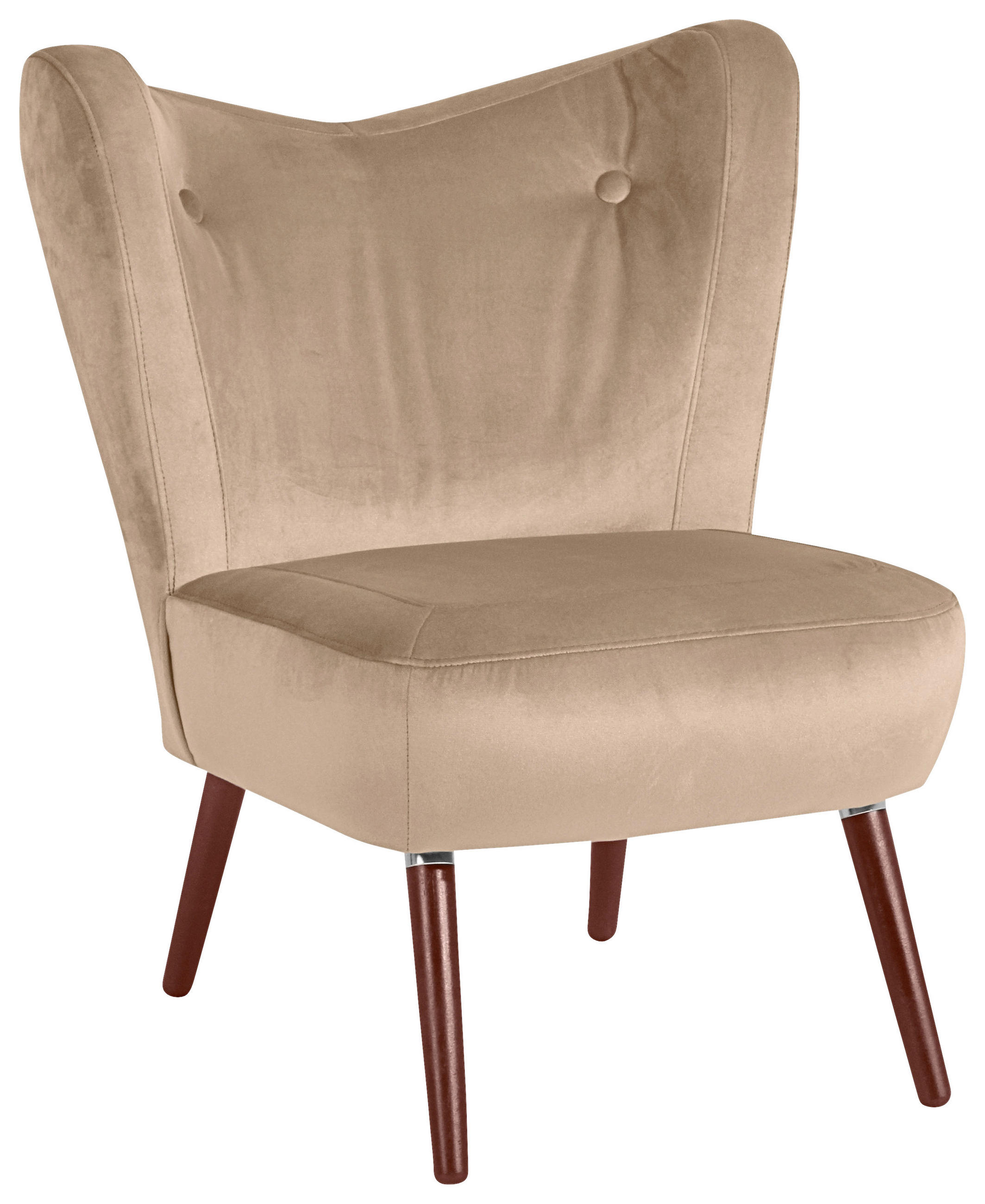 SESSEL Samt, Velours Sandfarben  - Sandfarben/Nussbaumfarben, Design, Holz/Holzwerkstoff (70/86/69cm) - Max Winzer