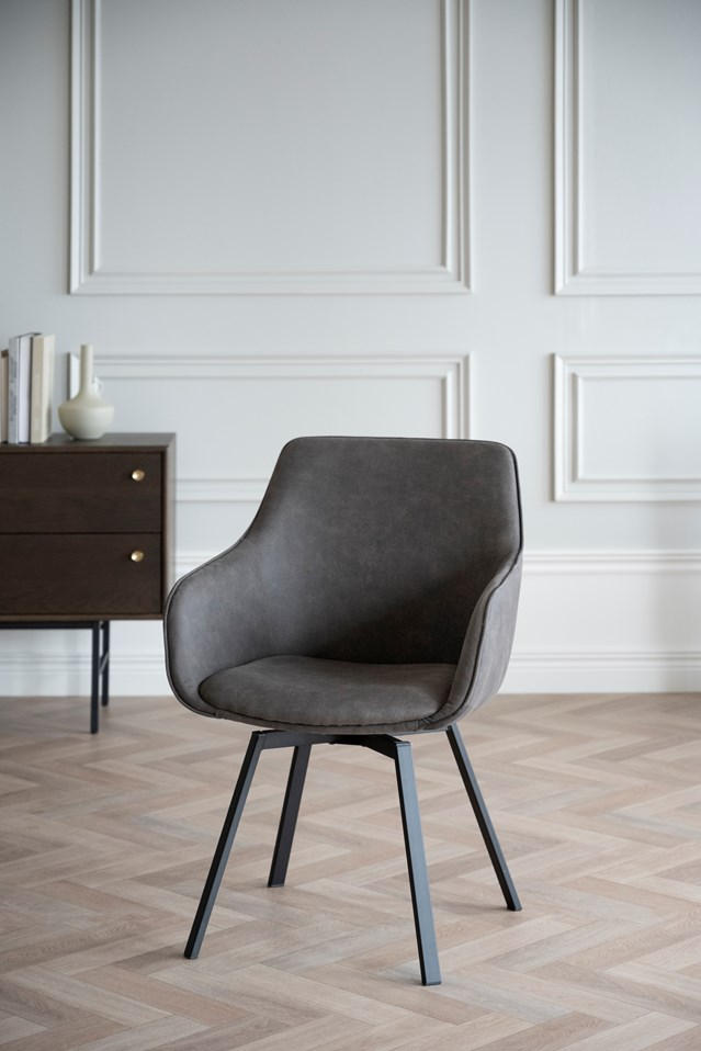 SNURRSTOL  i grå, svart  - svart/grå, Klassisk, metall/textil (58/89/59cm) - Rowico