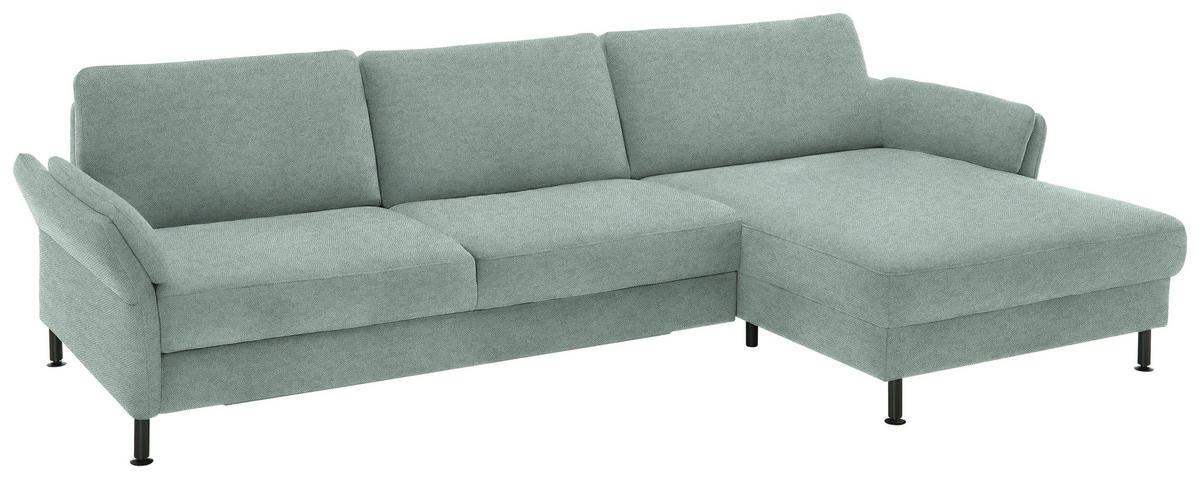 ECKSOFA Chenille, Flachgewebe Mintgrün  - Schwarz/Mintgrün, Design, Textil/Metall (316/175cm) - Dieter Knoll